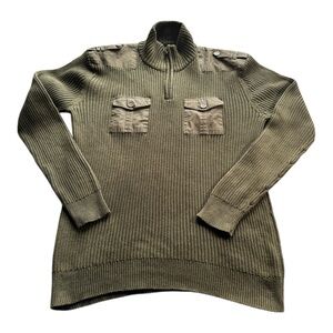 Flawed-American Rag Men’s XXL Olive Green Ribbed Quarter Zip Utility Sweater